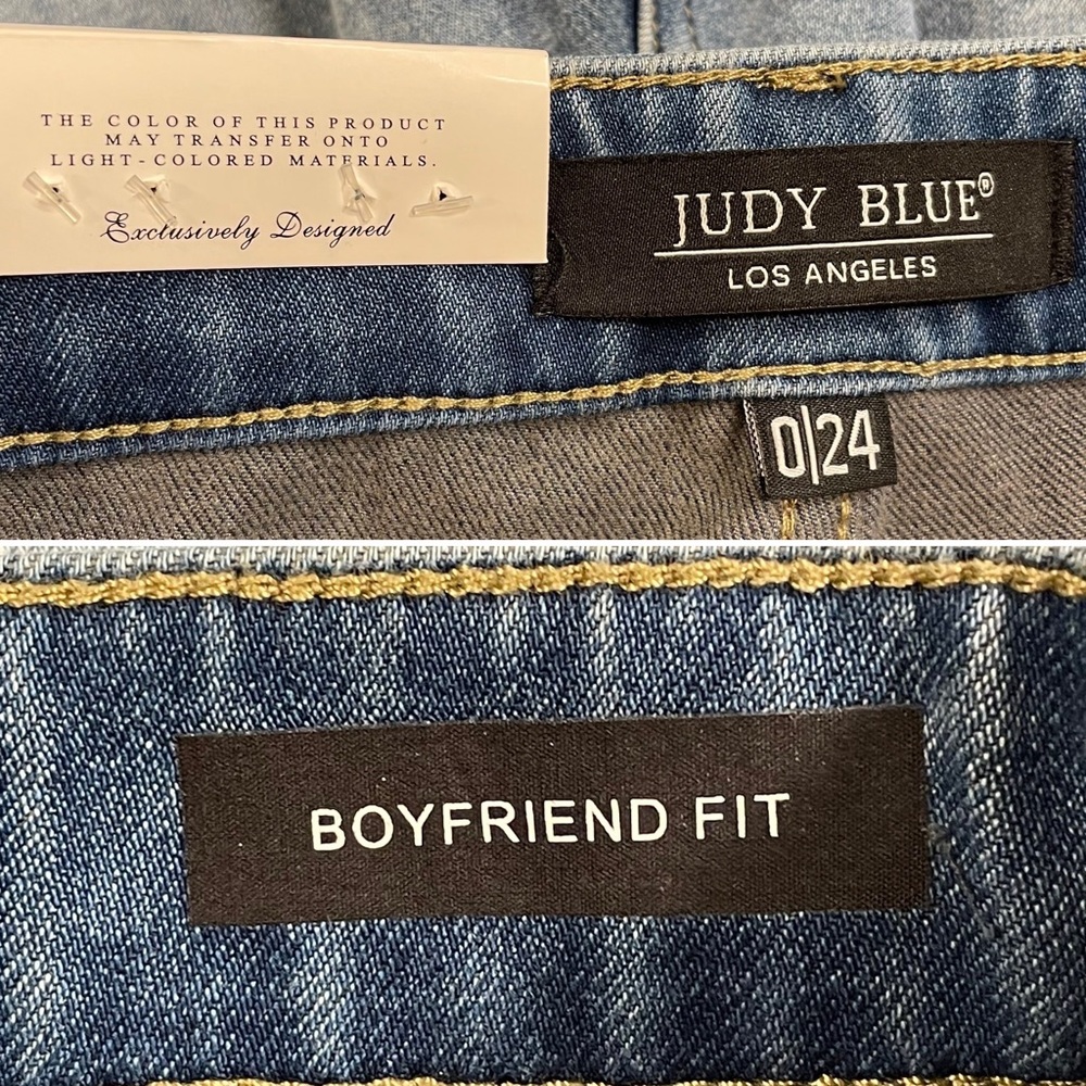 NWT Judy Blue Therma Denim Boyfriend Fit High Waist Medium Wash Jeans Size 0 - Picture 15 of 16